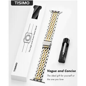 Tisimo Apple Watch Band Silver Linked Adjustable Watch Band